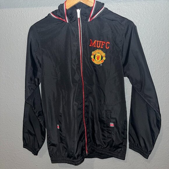 Official MANCHESTER UNITED FOOTBALL CLUB Full Zip Hooded Track Jacket - EUC - S - Picture 1 of 12